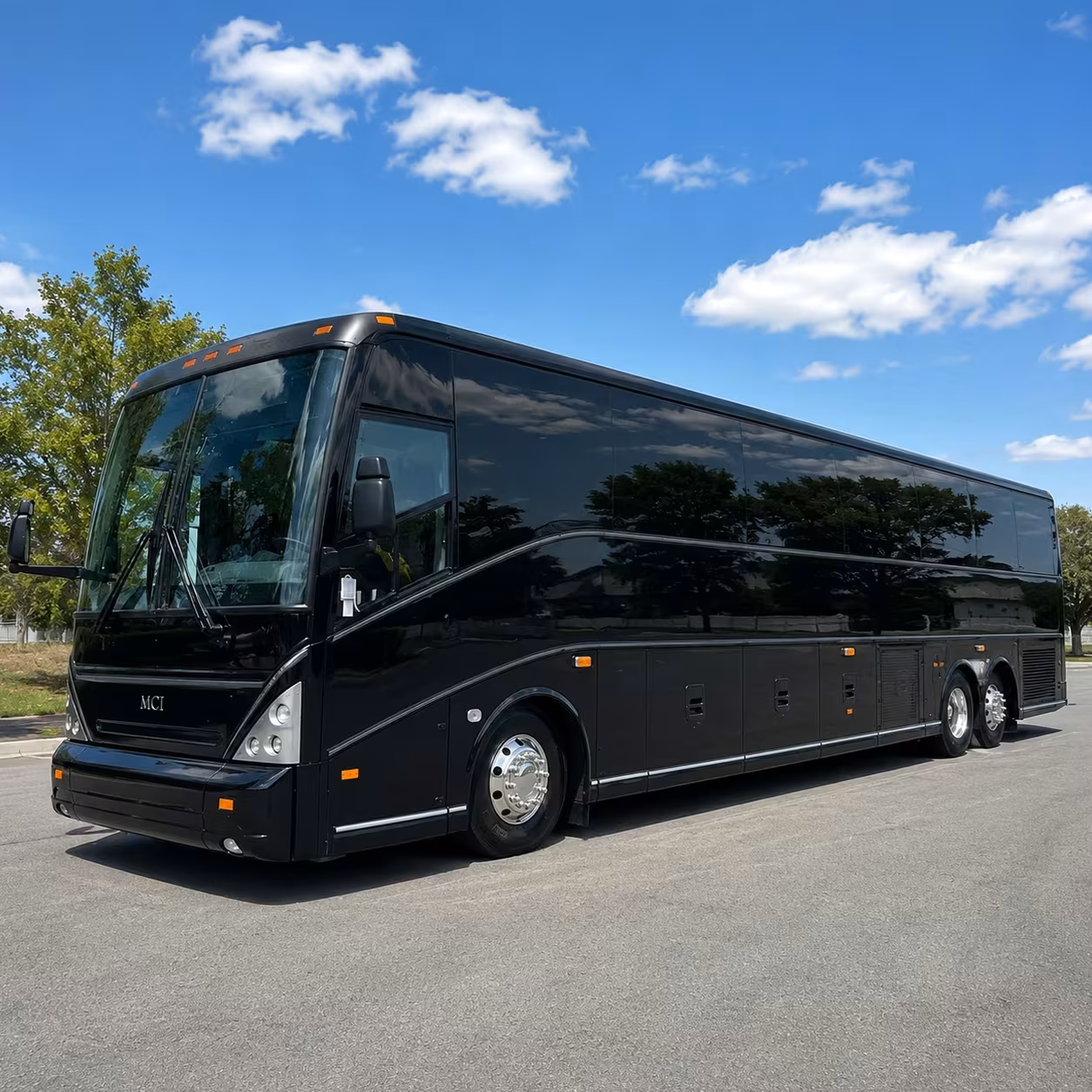 clinton township charter bus rental exterior