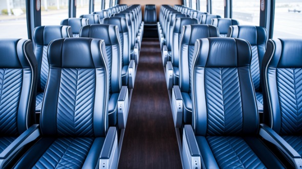 clinton 54 passenger charter bus inside