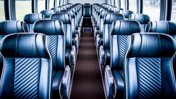 clinton 56 passenger charter bus inside