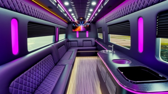 clinton party bus rental interior